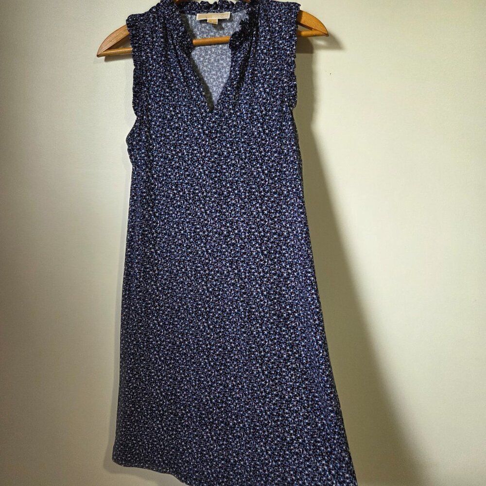 EUC LIKE NEW MICHAEL KORS DITSY FLORAL SPLIT V NECK RUFFLED SLEEVELESS DRESS S